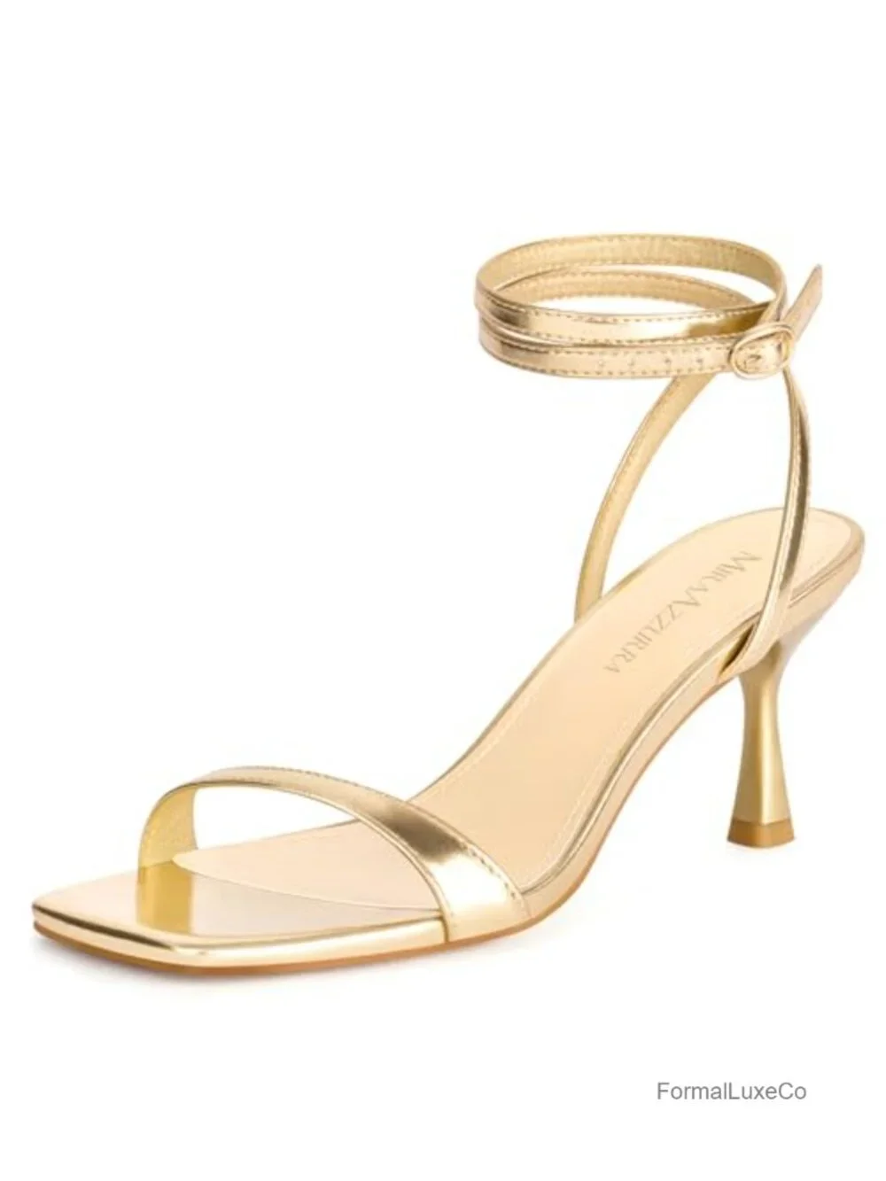 Kitten Heel Sandals Square Toe Open Strappy Lace Up Mid Heel Ankle Strap